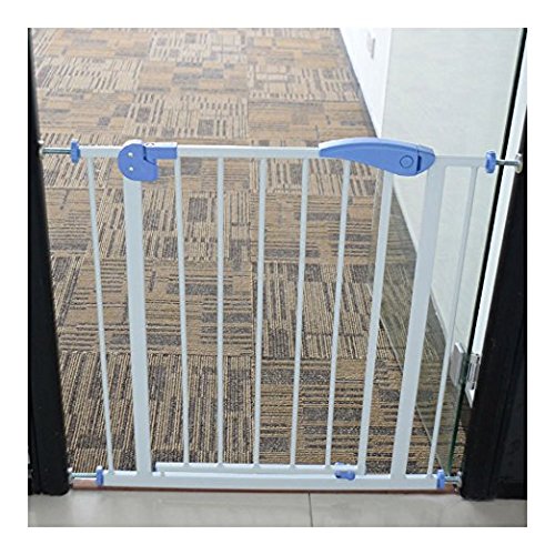 BLUE Baby Safety Gate Door Walk Through Child Toddler Pet Metal Easy Locking System