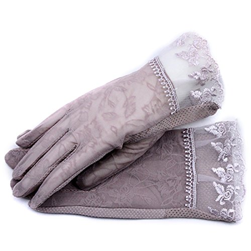 URSFUR Women Summer Outdoor Driving Gloves Anti Sun Uv Lace Touchscreen Non-slip Purple 2