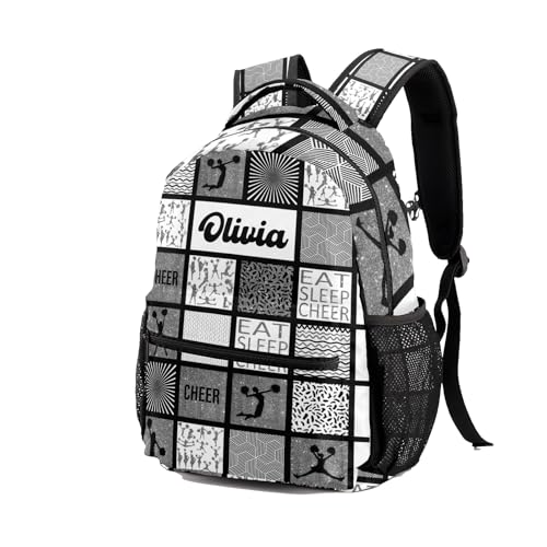 Daypack for Boys Girls Custom Grey Silver Cheerleader Cheer Plaid Student Backpack Teens College Bookbag Personalized Name Bag Gifts2