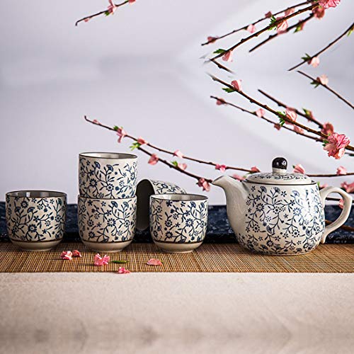 6 PCS Japanese Style Camelia Flower Teapot Tea Cups Set Ceramic Teapot