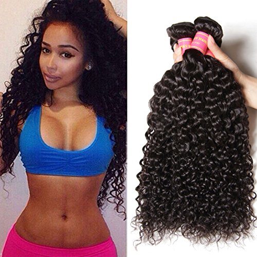 Jolia Hair 8a Brazilian Curly Virgin Hair 2 Bundles 22inch 100% Unprocessed Long Tight Curly Hair Weave Natural Black Color Can be Dyed