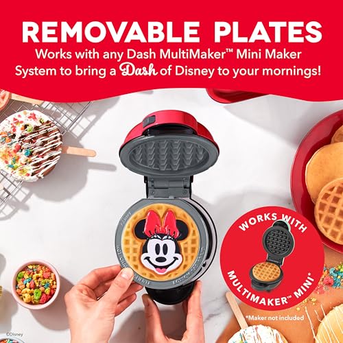 Image of Disney Dash MultiMaker Mini System Removable Plate Set - Ceramic Coating Replacement Plates for Waffle Breakfast - Waffle Maker Not Included - 4-Inch - 2-Pack - Minnie & Daisy