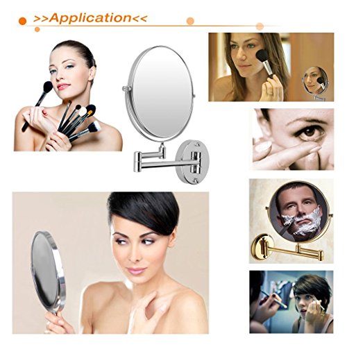 Excelvan Magnification 8 Inch Double-Sided Swivel Wall Mount Makeup Mirror (10X) - Thumbnail 3