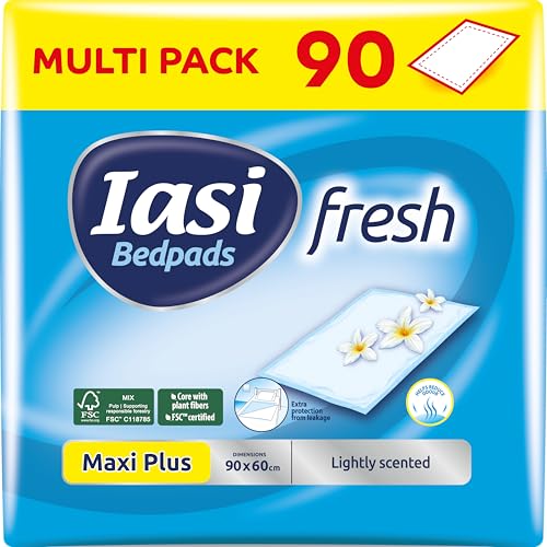 IASI alèses jetable 90x60 Fresh, Absorption Maxi Plus, Technologie 'Odour Control' avec Parfum délicat, 90 unités