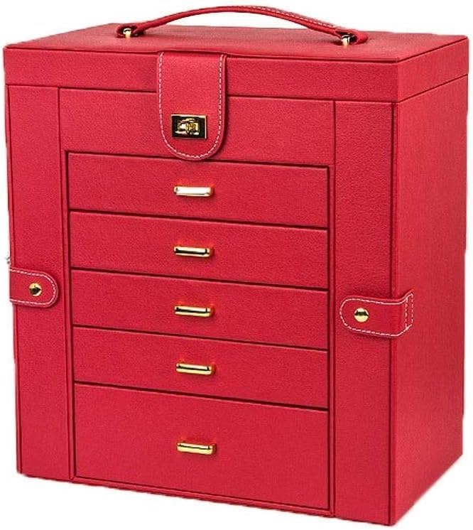 Jewelry Storage Box Gift for Women Jewelry Box PU Leather Showcase Six-Story The Large Capacity Princess Style with