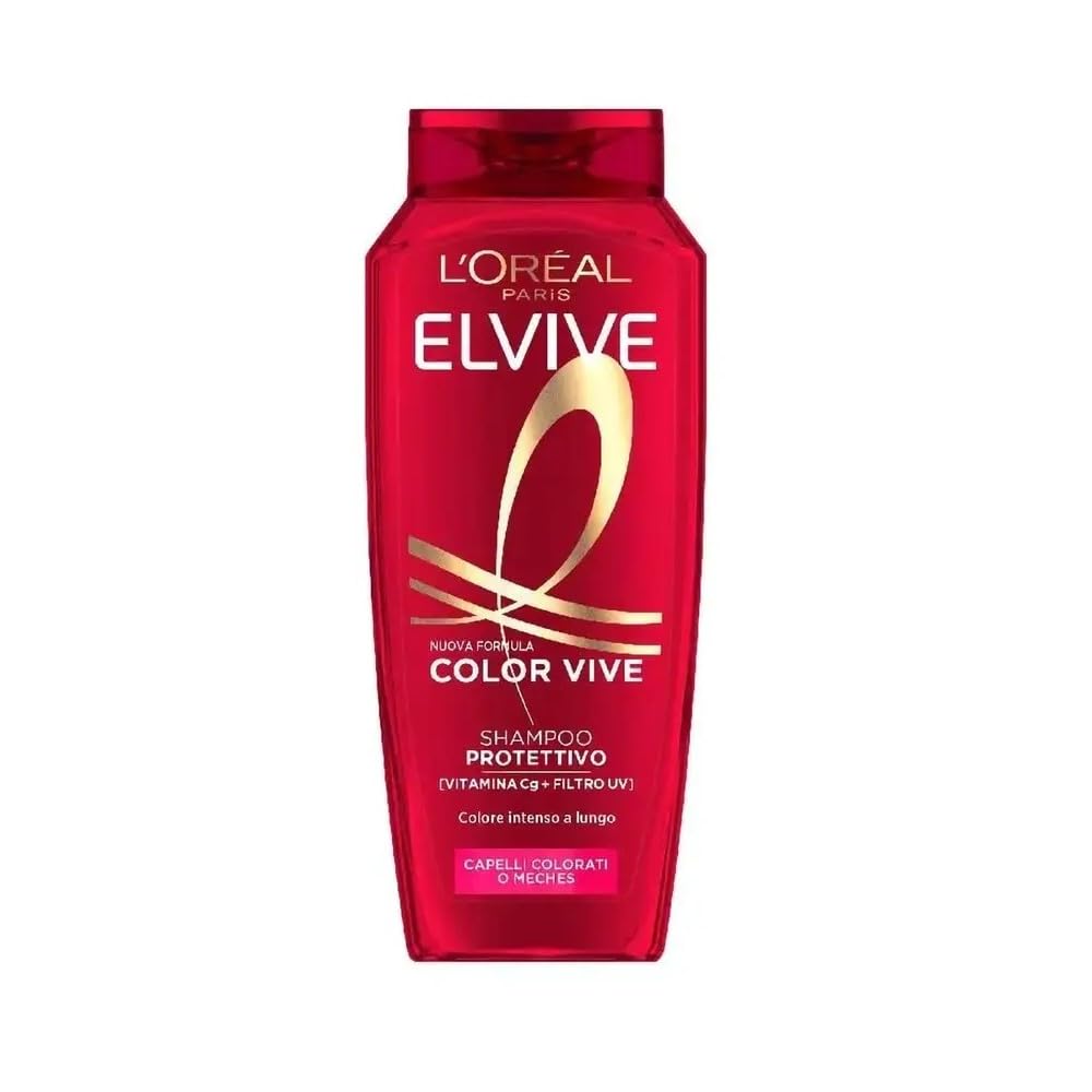 L'Oréal Paris Elvive Shampoo Sublimante, Per Tutti i Capelli Colorati o Con Meches, Colore Protetto per 40 Lavaggi e Luminosità Estrema, Con Pura Vitamina C e Filtro UV, Color Vive, 700 ml