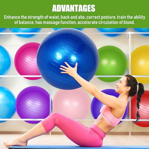 Image of Leyndo 8 Pcs 26 Inch Yoga Exercise Ball Pilates Pregnancy Birthing Fitness Ball with Quick Pump Anti Burst for Improved Posture Balance Yoga Pilates Training