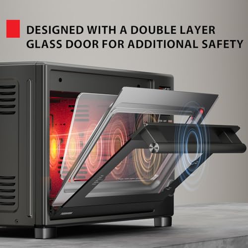 Image of TOSHIBA ChefFry Air Fryer Toaster Oven Combo, 12-in-1 Convection Countertop Oven, 34QT / 32L Large Capacity, 1750W, Master Pizza Modes Design with Exclusive Dual-Temp Tech