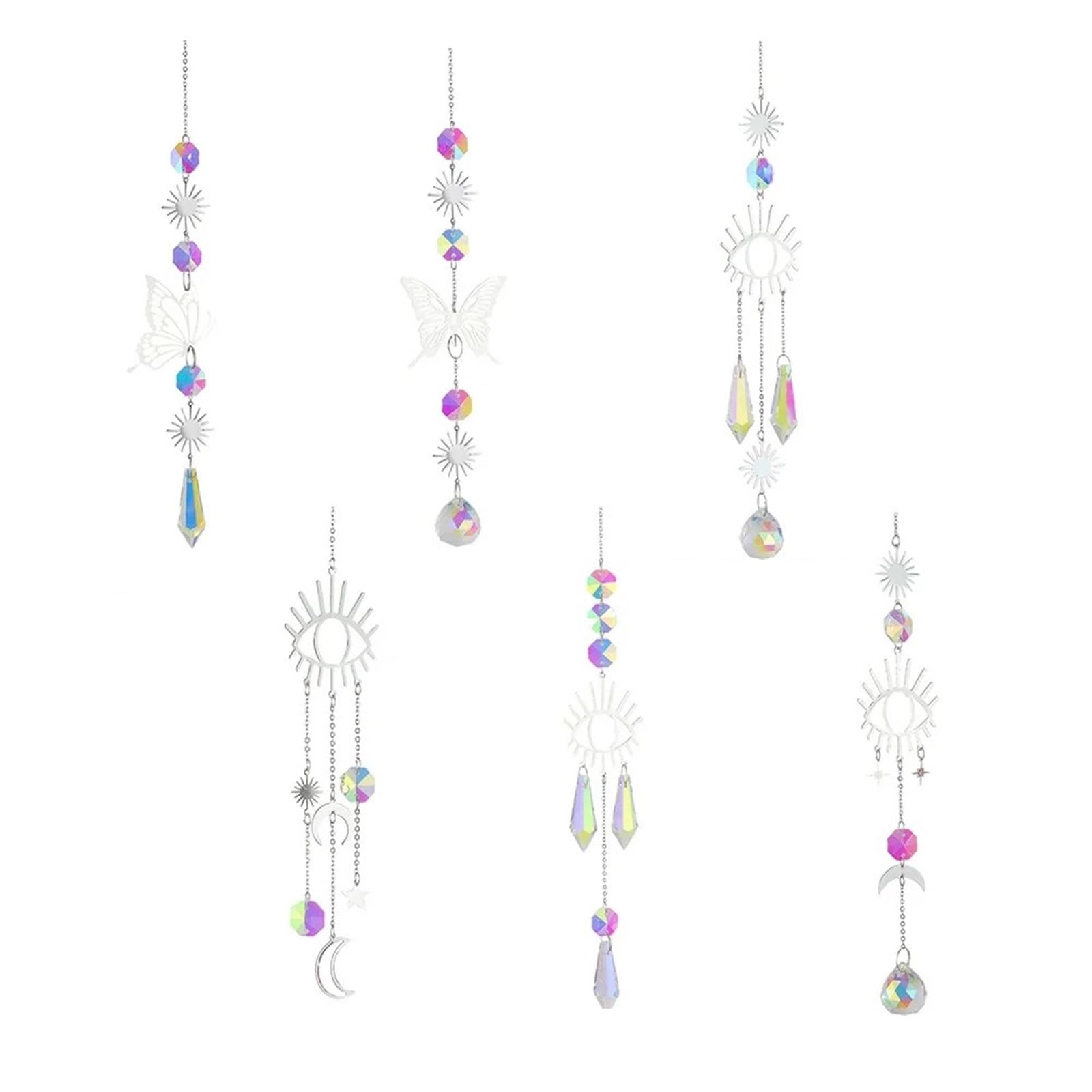 Ppqiru Mix Colors 6Pcs Crystal Butterfly Wind Chime Chimes Suncatcherhanging Suncatcher With Ab Coating For Decoration