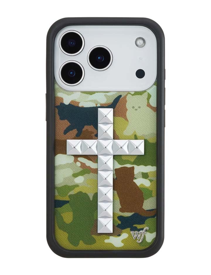 Image of Wildflower Cases - iPhone 17 Pro Compatible - Stud Cross Cat Camo