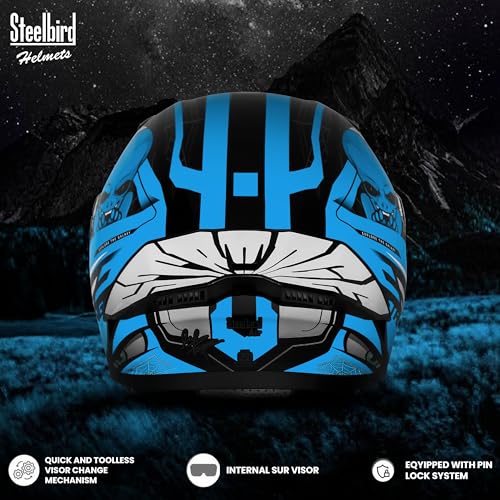Image of Steelbird SBA-20 Strange ISI Certified Flip-Up Graphic Helmet for Men with Inner Silver Sunshield