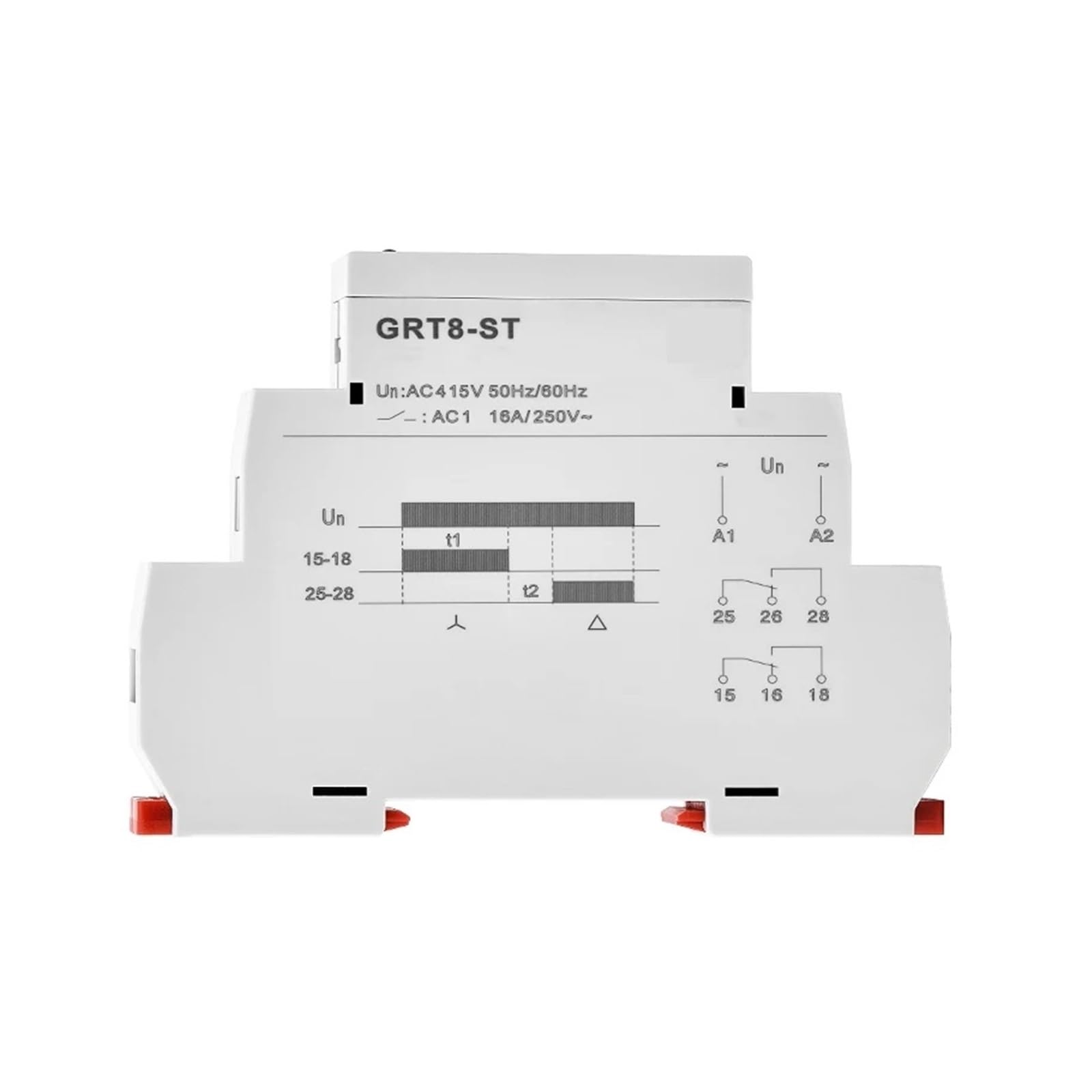 Relais, Timer, Relais, 16 A, weicher Anlasser, für Motorschutzrelais, AC 230 V, AC 415 V, AC/DC, 12-240 V (GRT8-ST ACDC12V-240 V)