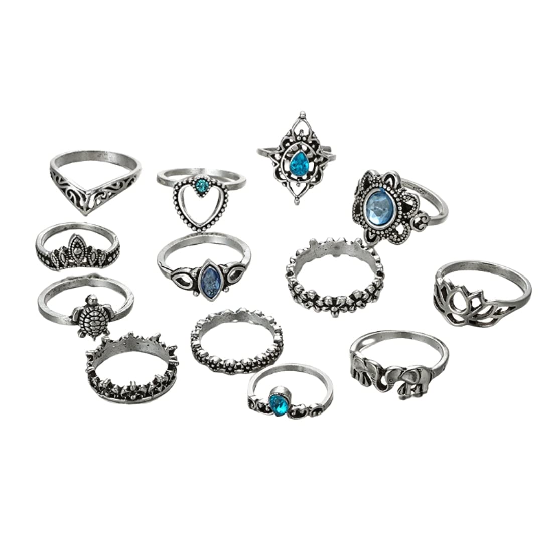 Yellow Chimes Knuckle Rings for Women 13 Pcs Combo Vintage Style Midi Finger Silver Oxidised Knuckle Rings Set for Women and Girls. (B094XQW6LS) Amazon Price History, Amazon Price Tracker