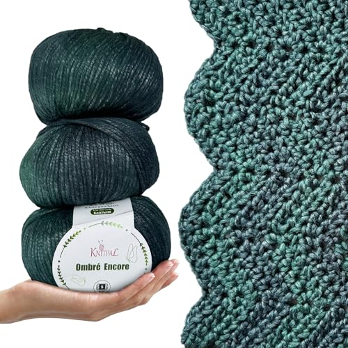 Image of Ombre Encore Chunky Ombre Yarn #5, 3-Pack (507Yds /420G), Luscious Greenery | Multicolored Bulky 5 Weight Yarn for Crocheting with Free Patterns - Chunky Acrylic Yarn for Knitting