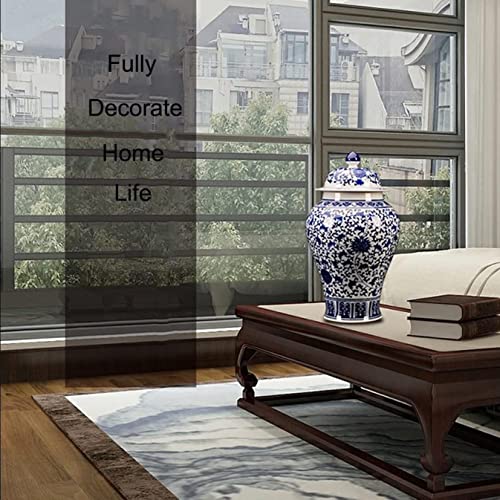 Uzouri Blue And White Ceramic Ginger Jar, Underglaze Red Ceramic Ginger Jar, Ancient Chinese Porcelain Storage Jars, Decorative Jars With Lids (Color : Blue And White) #TOP6