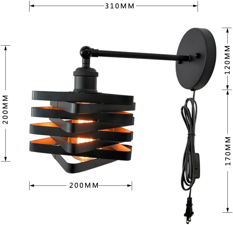 Industrial Plug in Wall Sconces,Metal Plug in Wall Light Fixtures with On Off Switch,Farmhouse Wall Lamp Living Room Bedroom Hallway