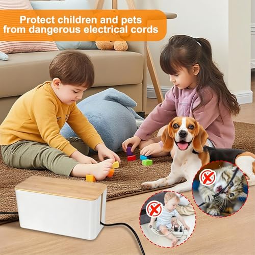 Sistema protector organizador de cables premium con acabado estético de madera blanca 4