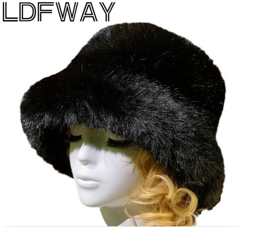 Sombrero tipo bucket de peluche sintético para mujer miniatura 2