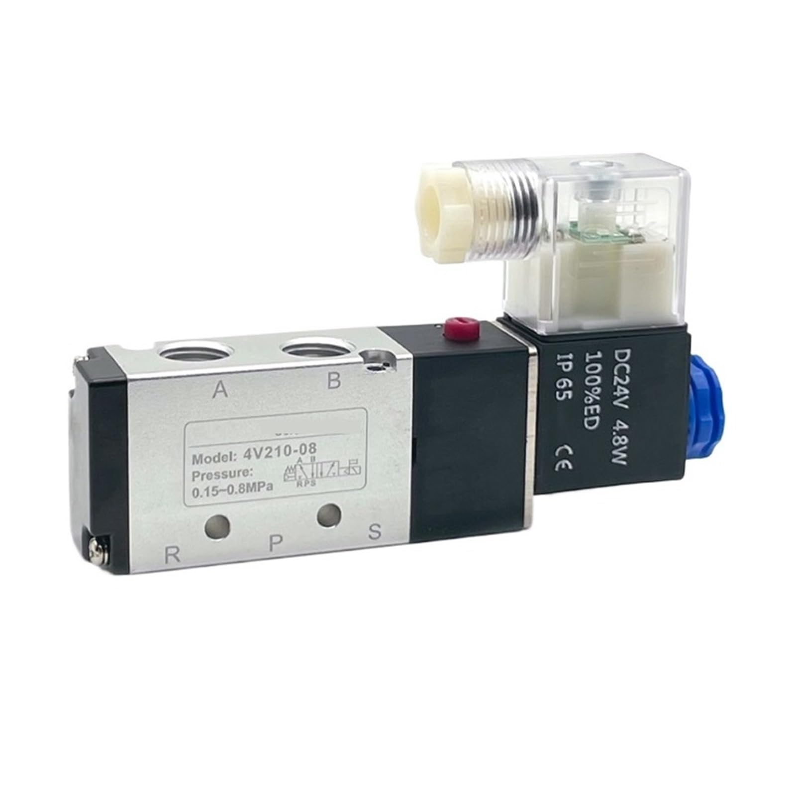 Pneumatyczny elektryczny zawór elektromagnetyczny 4V210-08 5-drożny 2-pozycyjny sterowany powietrzem zawór magnetyczny gazowy 12 V 24 V 220 V 4 mm-12 mm złączki węża (4V210-08, AC24V)