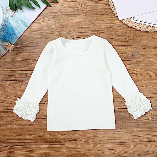 Ruffles Long Sleeve Crewneck T-Shirts for Little Girls Solid Color Basic Blouse Tee Tops Toddler Girl Girl Long Sleeve2