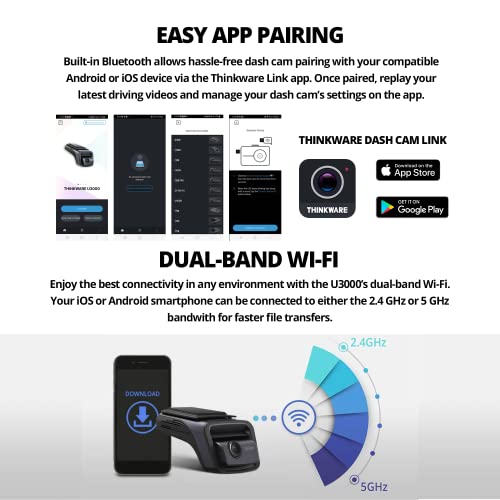 Image of THINKWARE U3000 4K Dash Cam Front and Rear 2CH STARVIS 2 Sensor Super Night Vision Dashcam for Car Camera 5GHZ WiFi GPS Radar Buffered Parking Mode CPL Filter Red Light Speed Camera Alerts OBD Cable