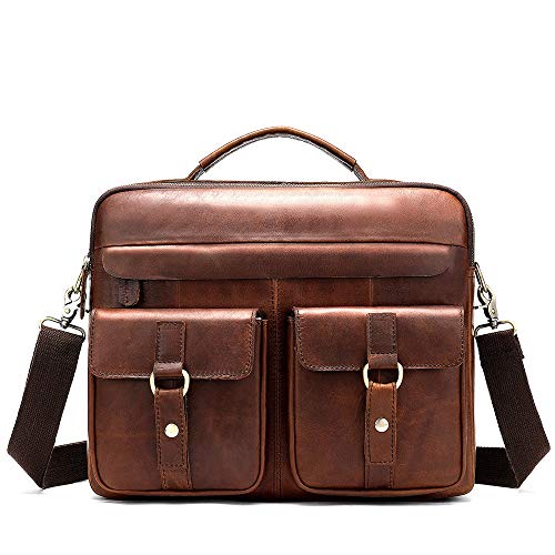 Mens Crossbody Messenger Bags Men's Leather Vintage Messenger Bag for Laptop Shoulder Bag for Work Business