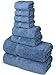 Chakir Turkish Linens Hotel & Spa Quality, Highly Absorbent Towel Set (Set of 8, Wedgewood)