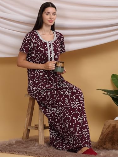 Image of Sweet Dreams Women's Cotton Maxi Casual Night Dress