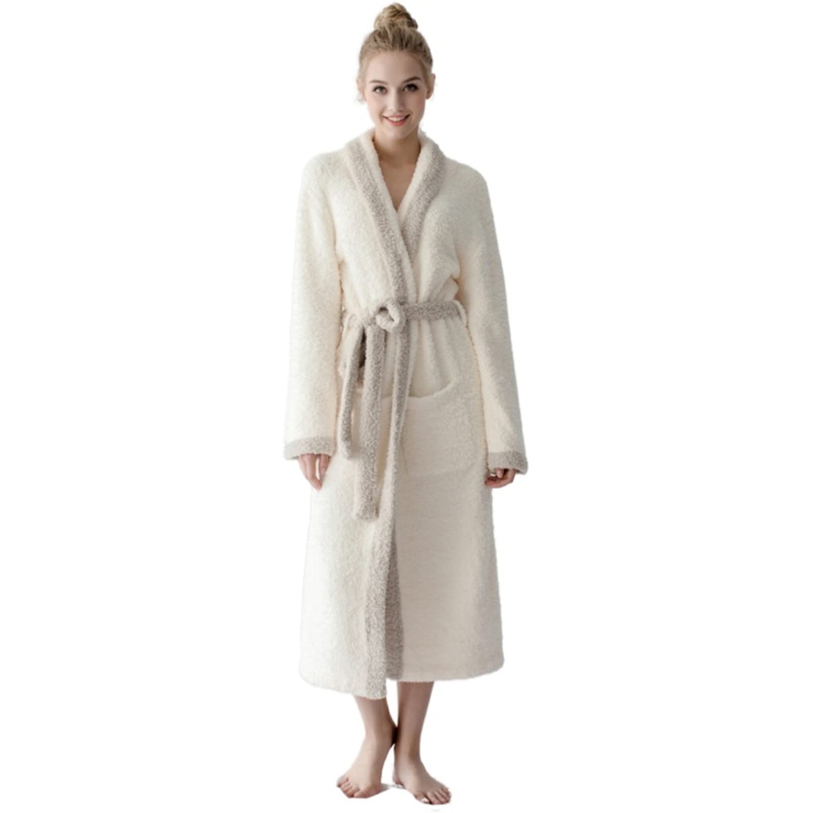 7 VEILS Long Bathrobe Womens and Mens Cozy Knit Microfiber Stretchy Super Soft Bathrobes Loungewear House Robes Dressing Gown