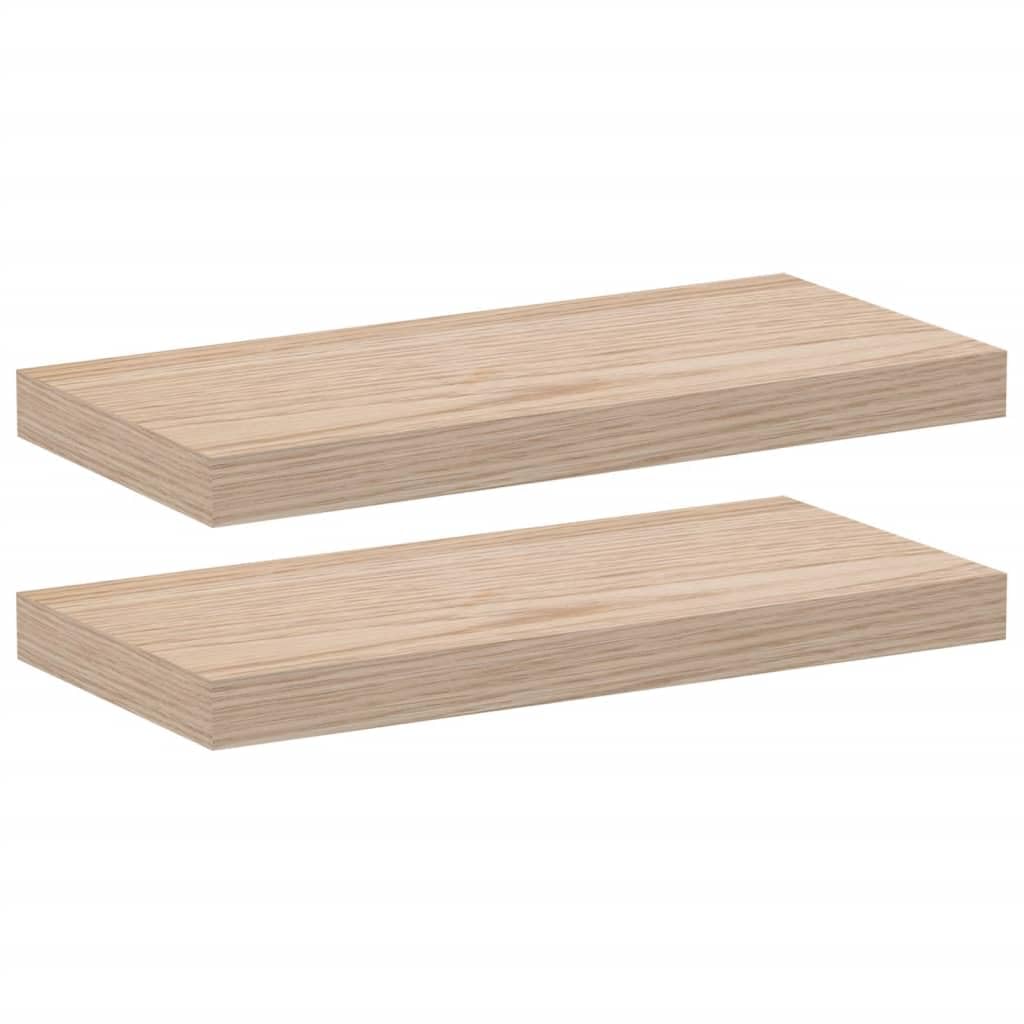 Juego de 2 estantes flotantes de pared de madera con chapa de roble, para salón y cocina, con soporte invisible, 50 x 23,5 x 3 cm