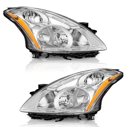 WEELMOTO Headlights for 2010-2012 Nissan Altima 4Door Sedan Headlight Assembly Pair Replacement for 10 11 12 Altima Chrome Housing Amber Reflector