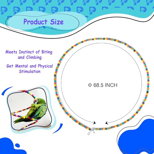 Petsplicity 2 cordas de pássaros de 170 cm – brinquedo de balanço para pássaros para escalar e masti