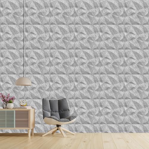 Image of Kayra Decor Panels for Wall Decor - PVC Diamond Design, White Marble Color 19.7 inch X 19.7 inch (Pack of 18) - Covers 48.51 Sq. Ft.