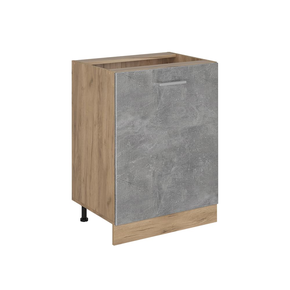 Vicco Kitchen base cabinet Raul, Concrete/Goldkraft oak 60 cm — image 1