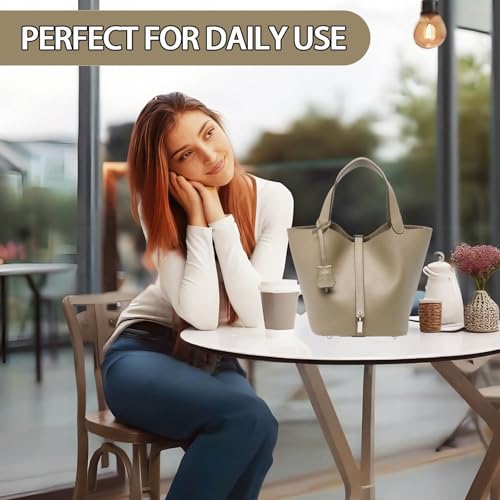 Genuine Leather Bucket Bag for Women, Lock Design Vegetable Basket Bucket Purses for women, Wome’s Handbag2