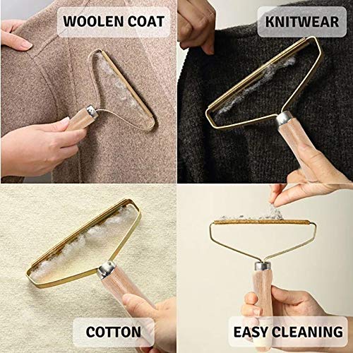 Portable Lint Remover Manual Clothes Cleaning Fuzz Shaver, Multi-Fabric Sweater Comb with Steel Net, Quick Epilator for Wool Products Pet Hair (1 PC Brown)