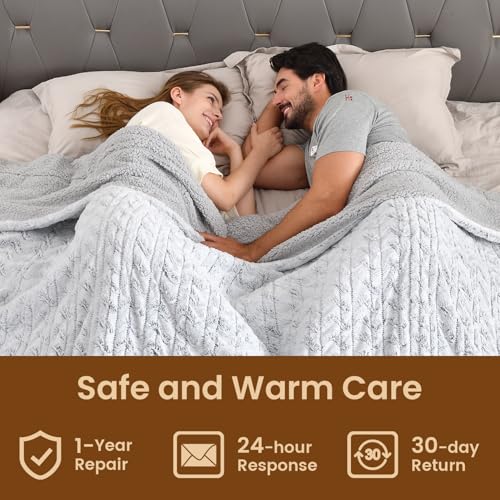 Image of Bearhug Electric Blanket Full Size 77 inch x 84 inch, 10 Heat Settings Heated Blanket, 1-12 Hour Auto Shut-Off, Faux Fur & Sherpa Dual-Sided Heating Blanket, Machine Washable, Gift-Ready Elegant Packaging