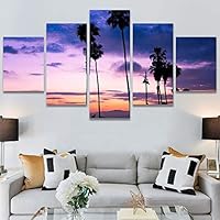SIGNWIN 5 Panel Canvas Wall Art Palm Tree for Home Decorations Ready to Hang - 60