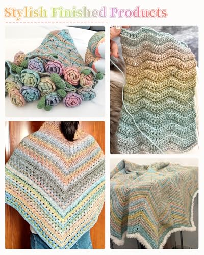 Image of Coopay Yarn for Crocheting Knitting, Gradient Cake Yarns, 2 x 3.53oz - 240yds - 50% Cotton 50% Acrylic Ombre Yarns, Crochet Yarn for Blankets, Shawls, Scarves (110 Oil Painting)