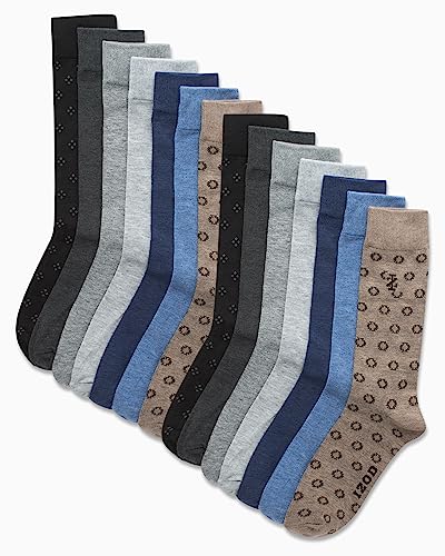 IZOD Mens Dress Socks - 14 Pack Lightweight Moisture-Wicking Stay Up Cuff Crew Sock - Dress Socks for Men (Sizes: 6-12.5)2