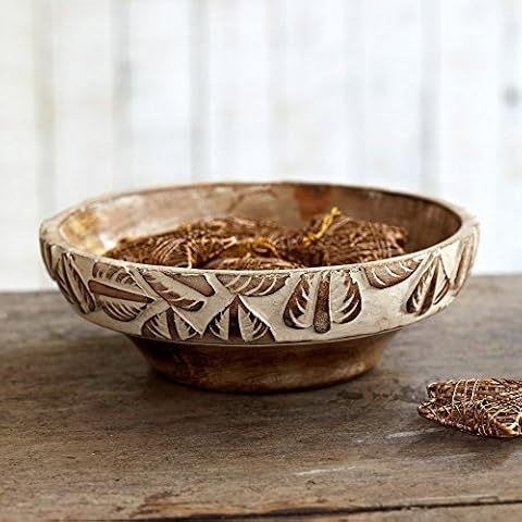 Paper High Antique White Mango Wood Bowl Cover