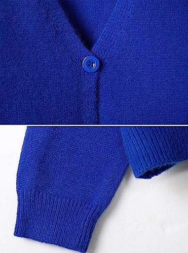 Image of ebossy Women's Vintage Preppy Cable Knit Cardigan Sweather Casual Plain Artistic Aesthetic Oversized Crop Jacket Top