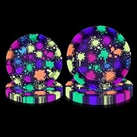 APUXXJUPA Neon Pappteller - Glow in the Dark Party Supplies 18cm 23cm bedruckt mit Graffiti-Platten für Let’s Glow Party Dekorationen, für 20 Personen