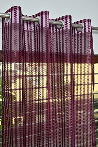 Image of HOME UTSAV 1 Piece Sheer Premium Tissue Net Polyester Curtains for Window 5 Feet, Wine