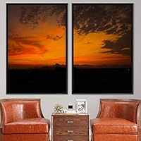 2 Piece Framed Canvas Wall Art Sunset in The Mountains Canvas Prints Home Artwork Decoration for Living Room,Bedroom - 16