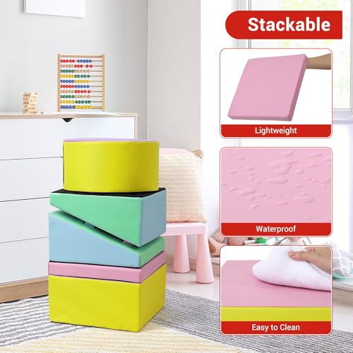 Image of GarveeLife Foam Climbing Blocks for Toddlers, Waterproof Toddler Climbing Toys, Baby Jungle Gym Indoor Lightweight, Easy to Clean Foam Play Gym 5PCS