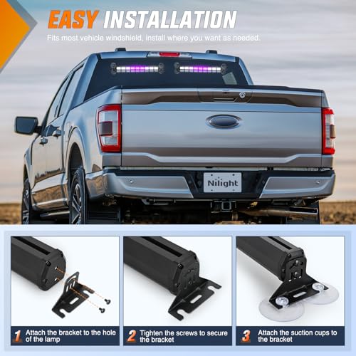 Image of Nilight 162 LED Traffic Advisor Strobe Light Bar w /Controller Purple White | 2 in 1 Emergency Warning Hazard Lights 4 Switchable Color 36 Flash Pattern for Trucks Cars Tow Plow Construction Vehicles
