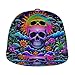 Fashionable Baseball Cap Dad Cap for Men and Women, Psychedelic Skull Sun and Moon Neon Art Adjustable Breathable Golf Cap Outwear