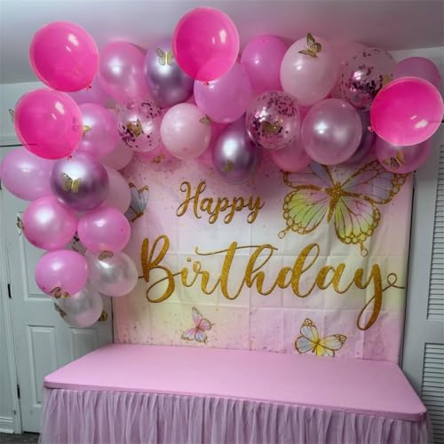 Image of Hot Pink Balloons Set, 60Pcs 12 Inch Light Macaron Baby Pink Helium Balloon with Pastel Metallic Confetti Soft Pink Latex Balloons for Girls Birthday Princess Wedding Baby Shower Party Decorations