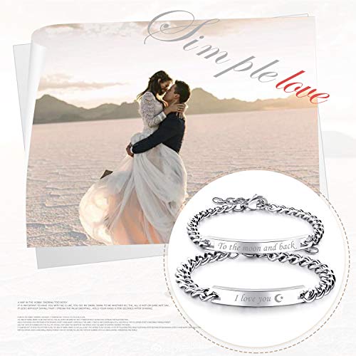 Set Pulseras de Pareja Ajustables Acero Titanio miniatura 2